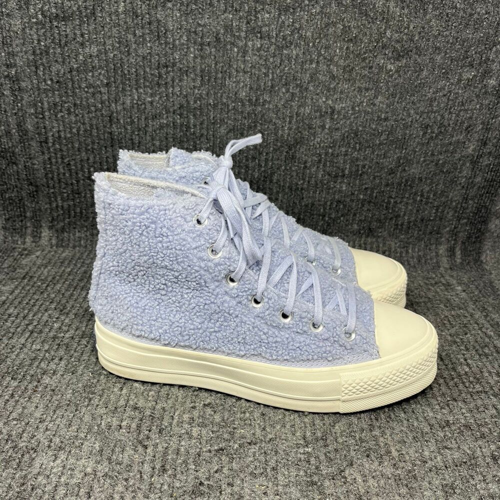 Converse Chuck Taylor All Star Platform High Cozy Sherpa Shoes Blue Women’s Sz 8
